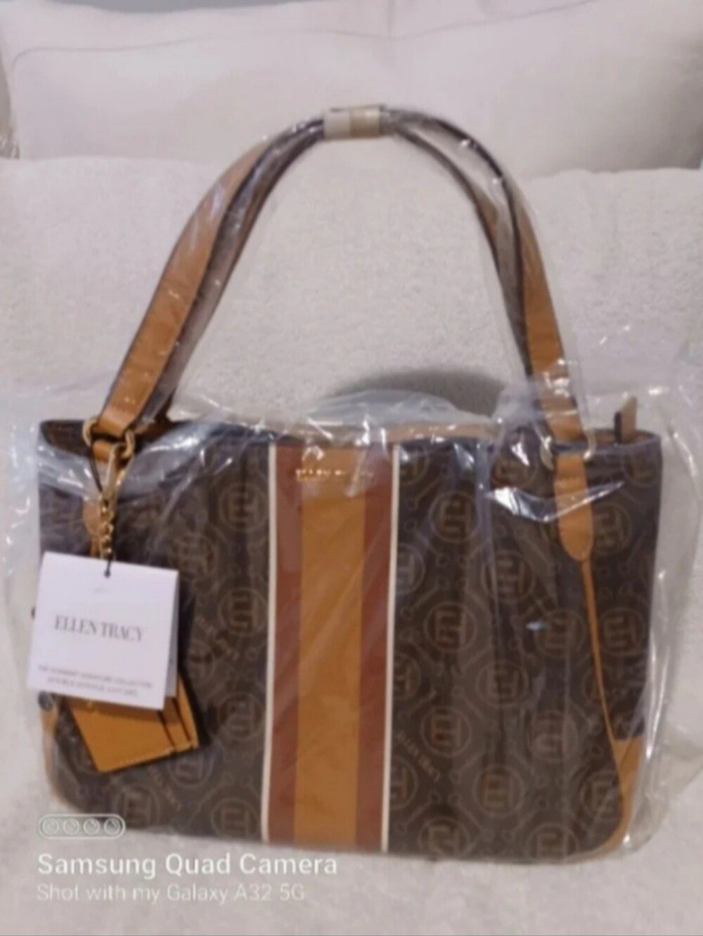 Ellen Tracy handgag double Horsebit signature double handle satchel collection